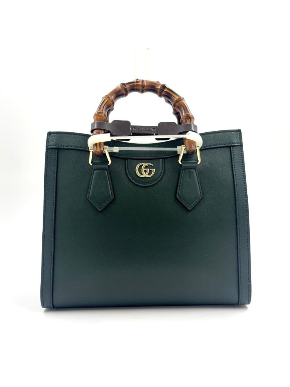 Gucci Diana Medium 2-Way Bamboo Handle Calfskin Green Tote Bag Gold